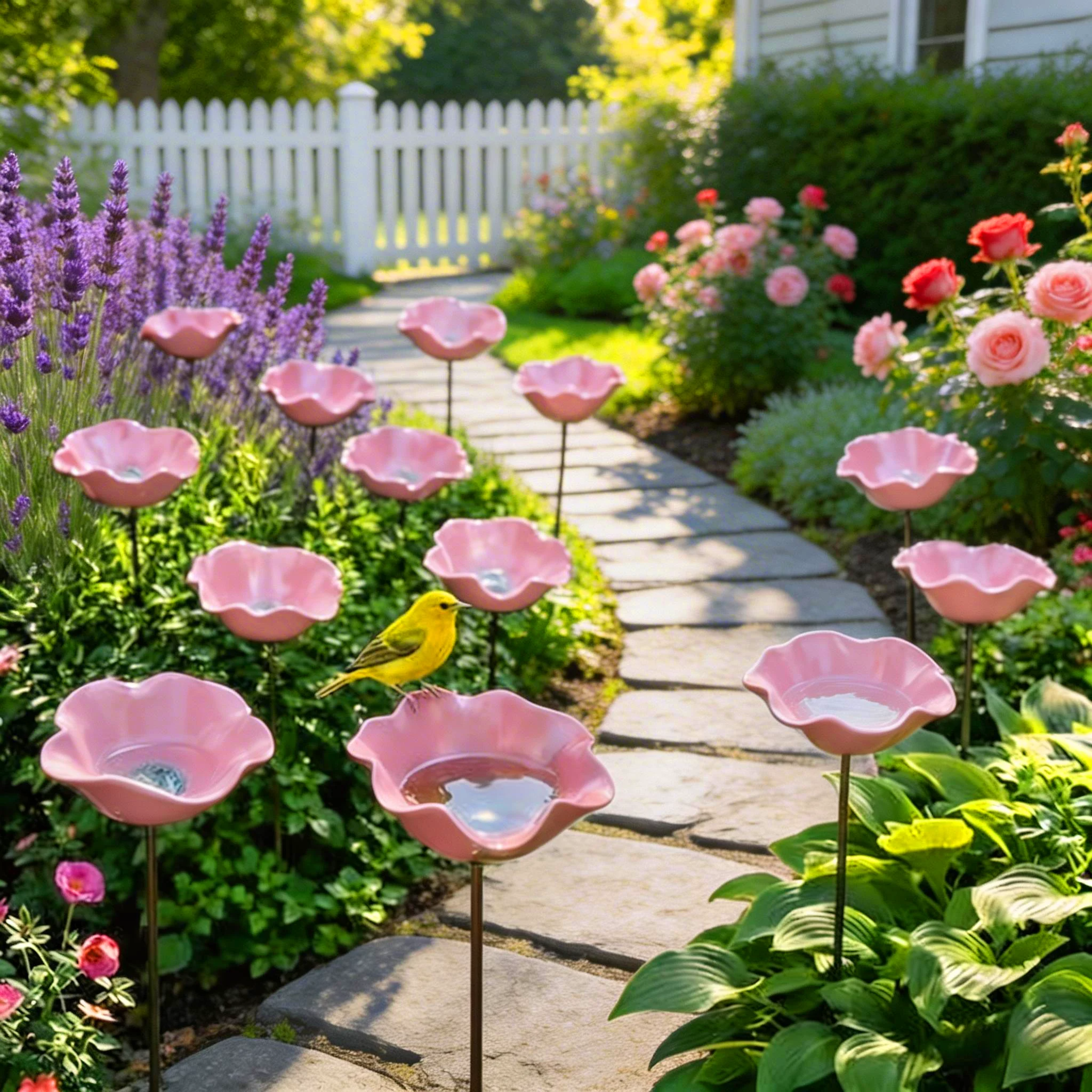 🌸 Everlasting Garden Blooms - Handmade Metal Flower Garden Stake🐦