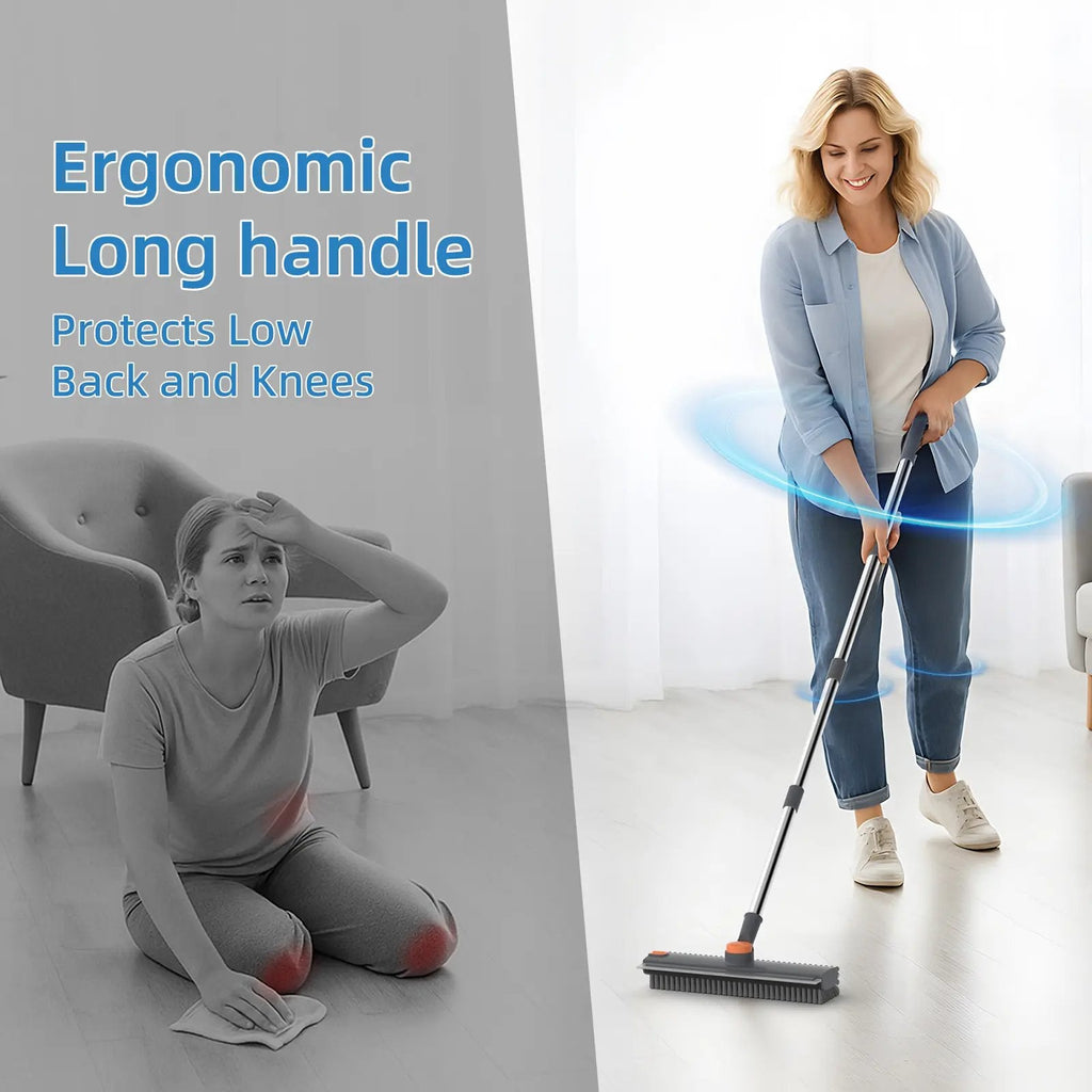 3-in-1 Floor Scrub Brush with Long Handle – Heavy-Duty Stiff Bristles for Bathroom, Kitchen, Patio & More 🧽✨