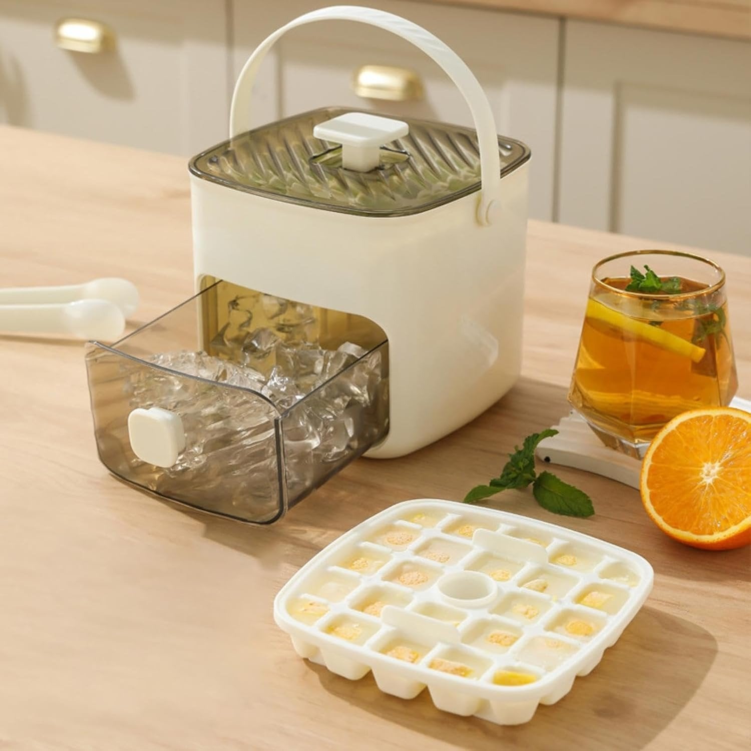2-in-1 Large Capacity Ice Maker & Storage Bin Set