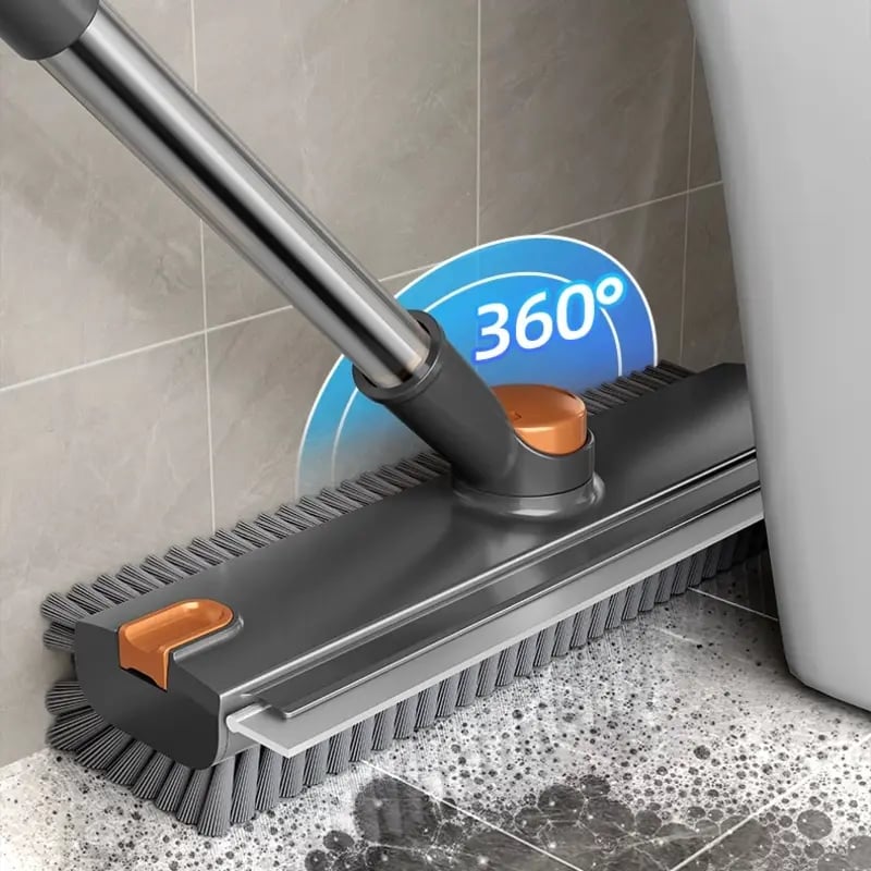 3-in-1 Floor Scrub Brush with Long Handle – Heavy-Duty Stiff Bristles for Bathroom, Kitchen, Patio & More 🧽✨