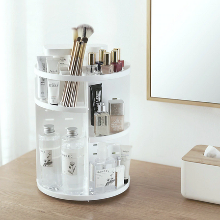 MAKEUP ORGANIZER 360-DEGREE ROTATING ROUND