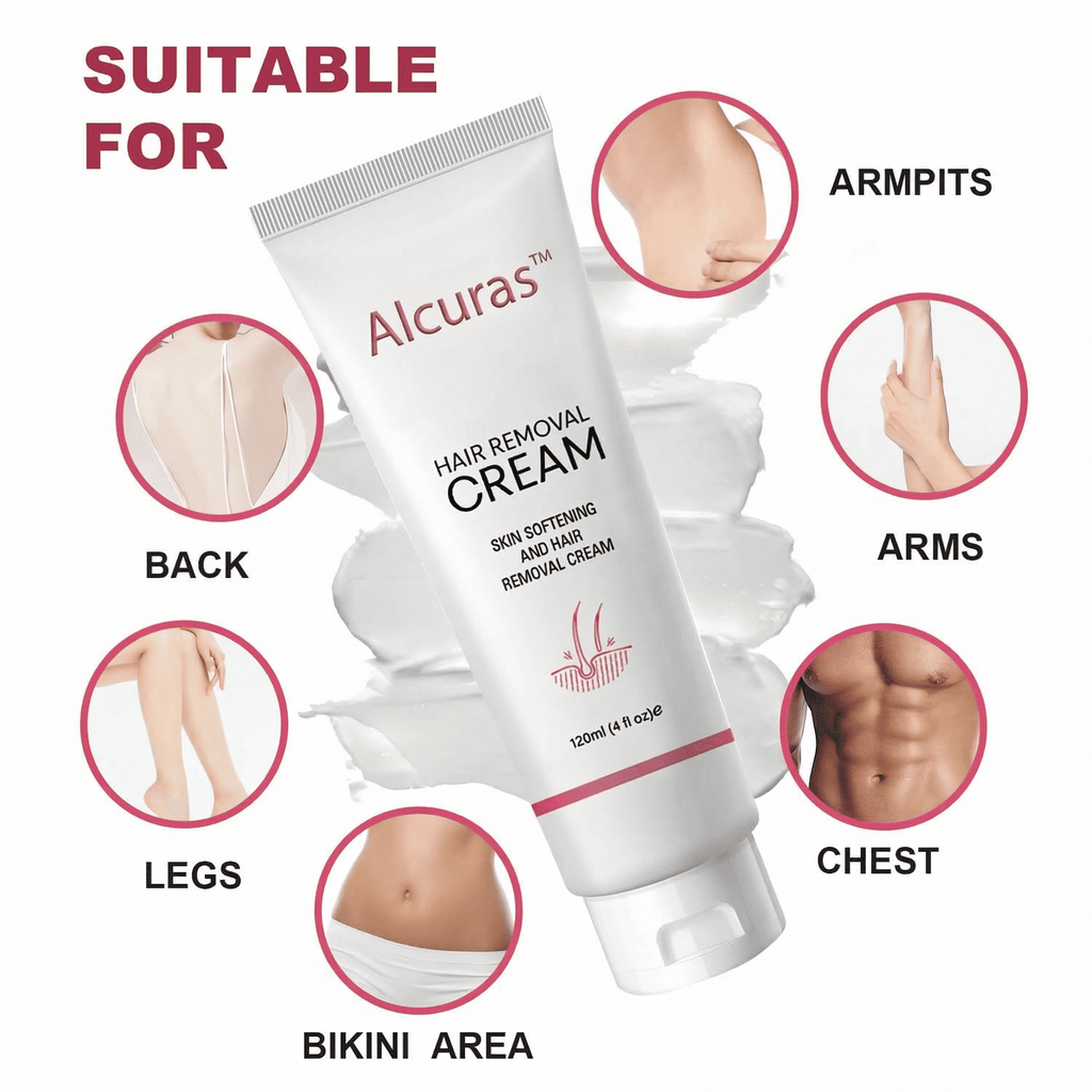 Alcuras™Purely Natural Pain-Free Hair Removal Cream|Hair-Free Skin in Just 10 Minutes — No Razor Needed
