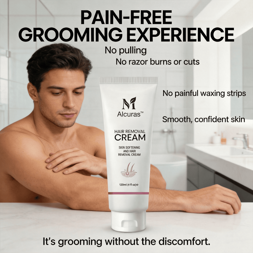 Alcuras™ Purely Natural Pain-Free Hair Removal Cream|Hair-Free Skin in Just 10 Minutes — No Razor Needed