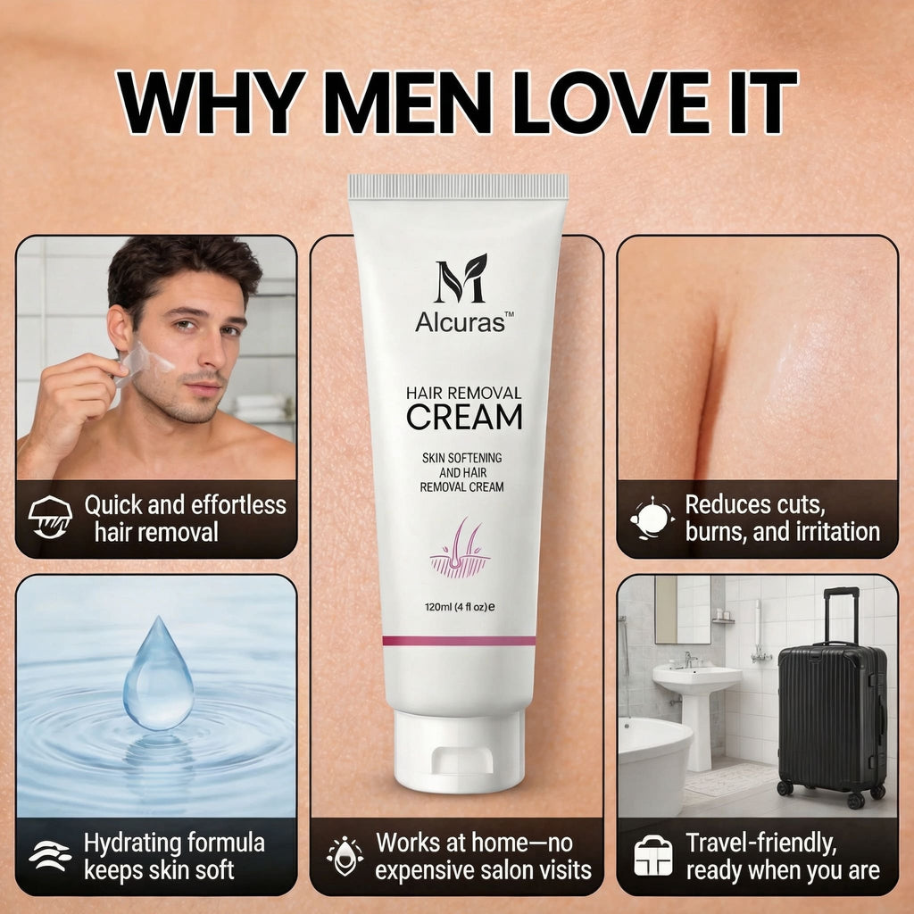Alcuras™ Purely Natural Pain-Free Hair Removal Cream|Hair-Free Skin in Just 10 Minutes — No Razor Needed