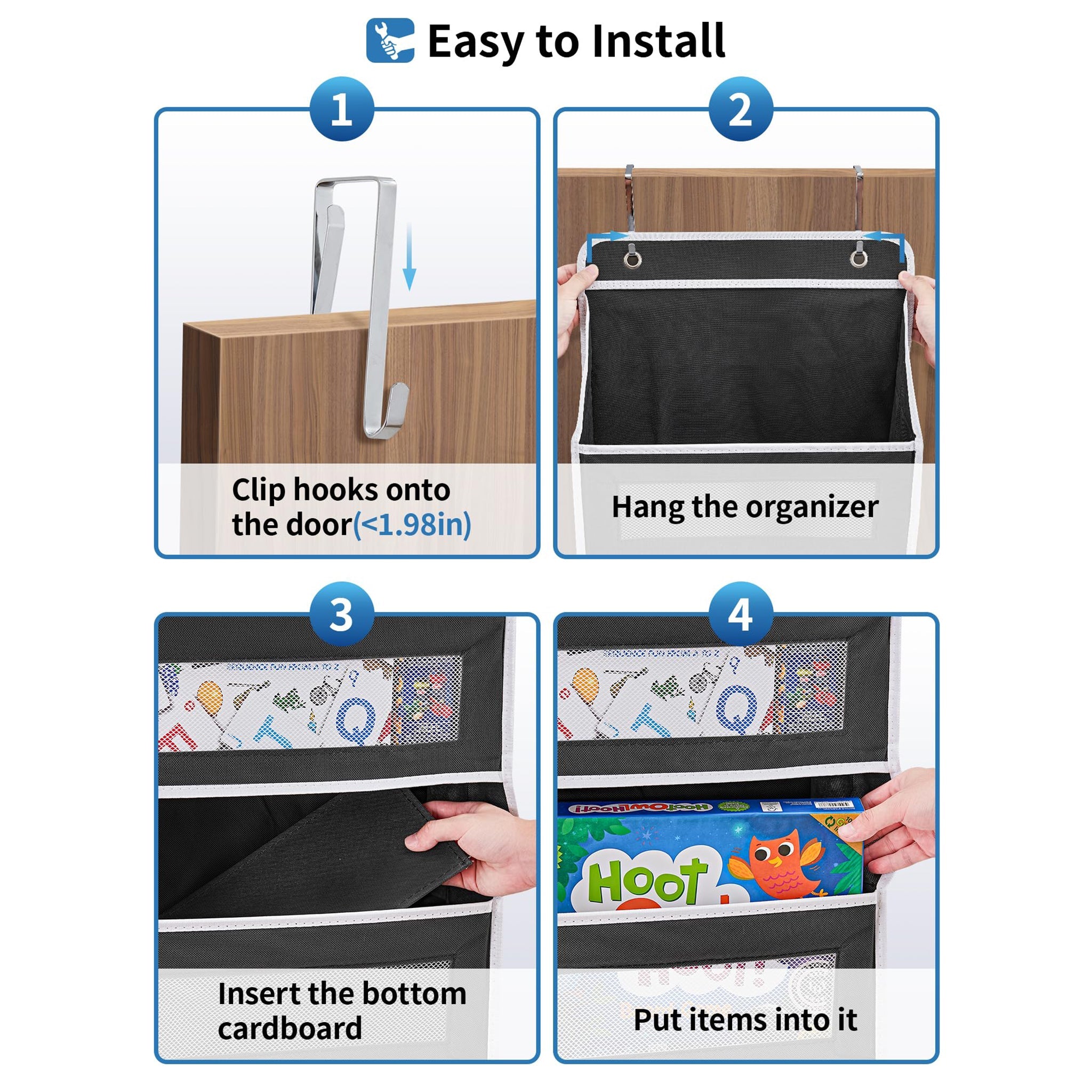 Over the Door Organizer Storage - Swing-Proof &amp; Multipurpose Space Saver