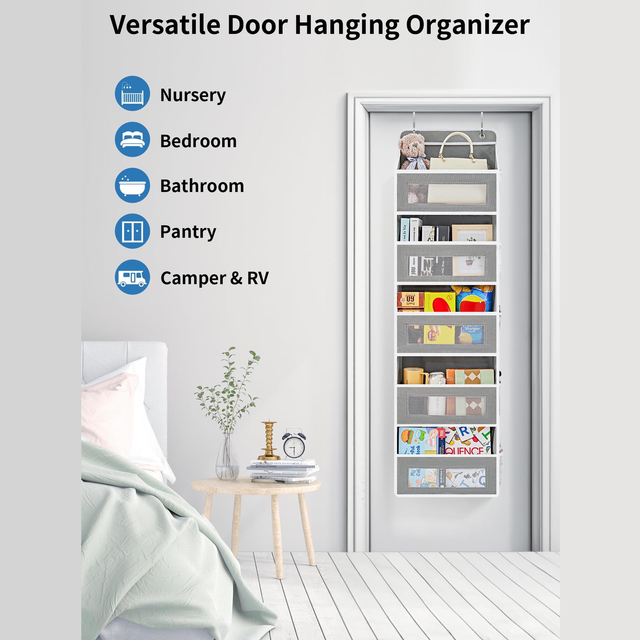 Over the Door Organizer Storage - Swing-Proof &amp; Multipurpose Space Saver