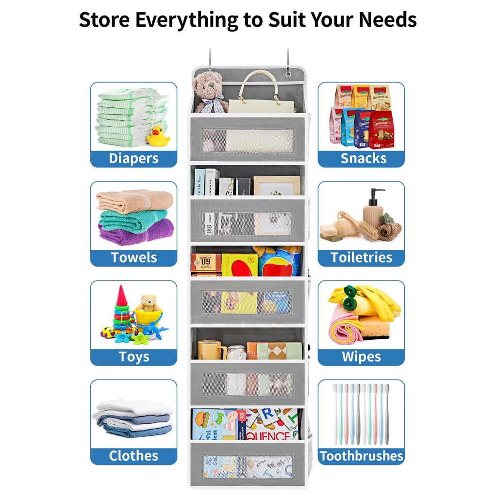 Over the Door Organizer Storage - Swing-Proof &amp; Multipurpose Space Saver