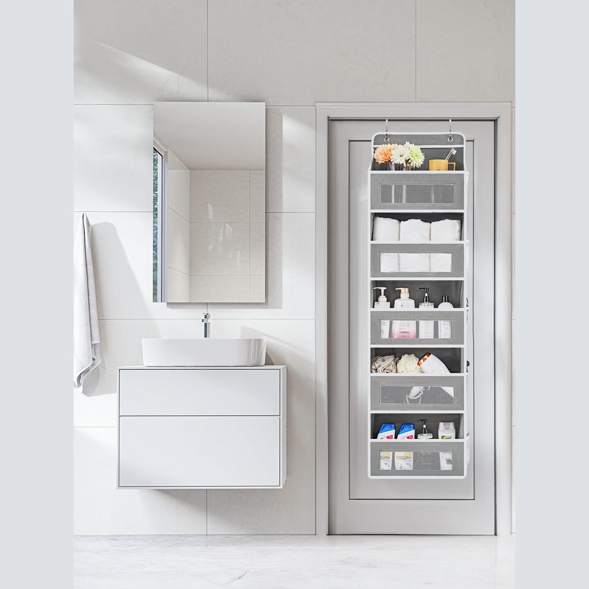 Over the Door Organizer Storage - Swing-Proof &amp; Multipurpose Space Saver
