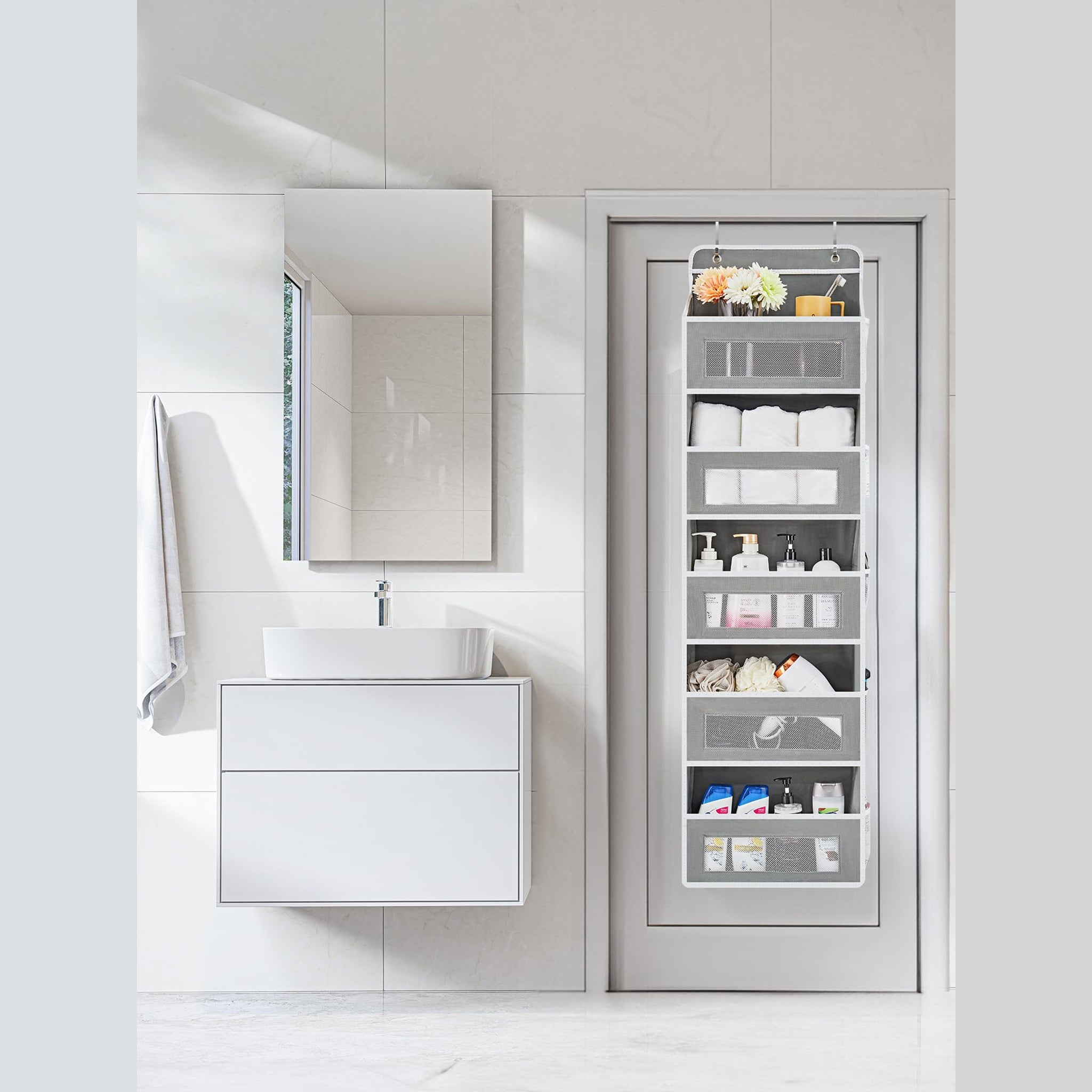 Over the Door Organizer Storage - Swing-Proof &amp; Multipurpose Space Saver