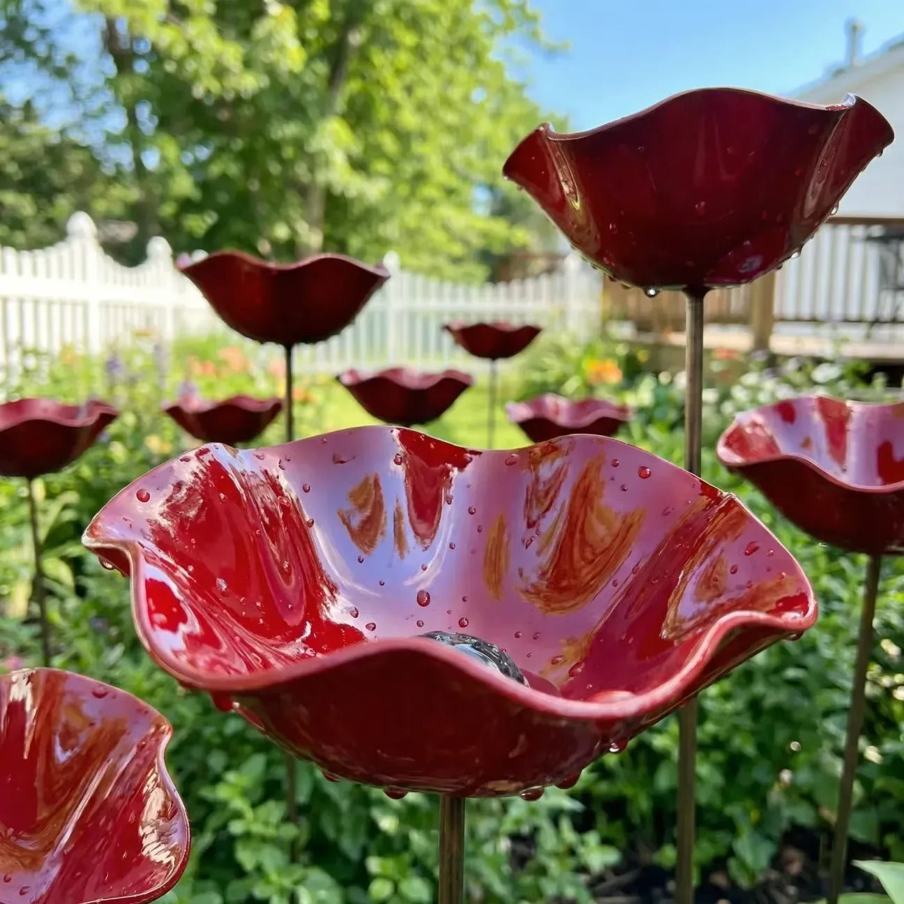 🌸 Everlasting Garden Blooms - Handmade Metal Flower Garden Stake🐦