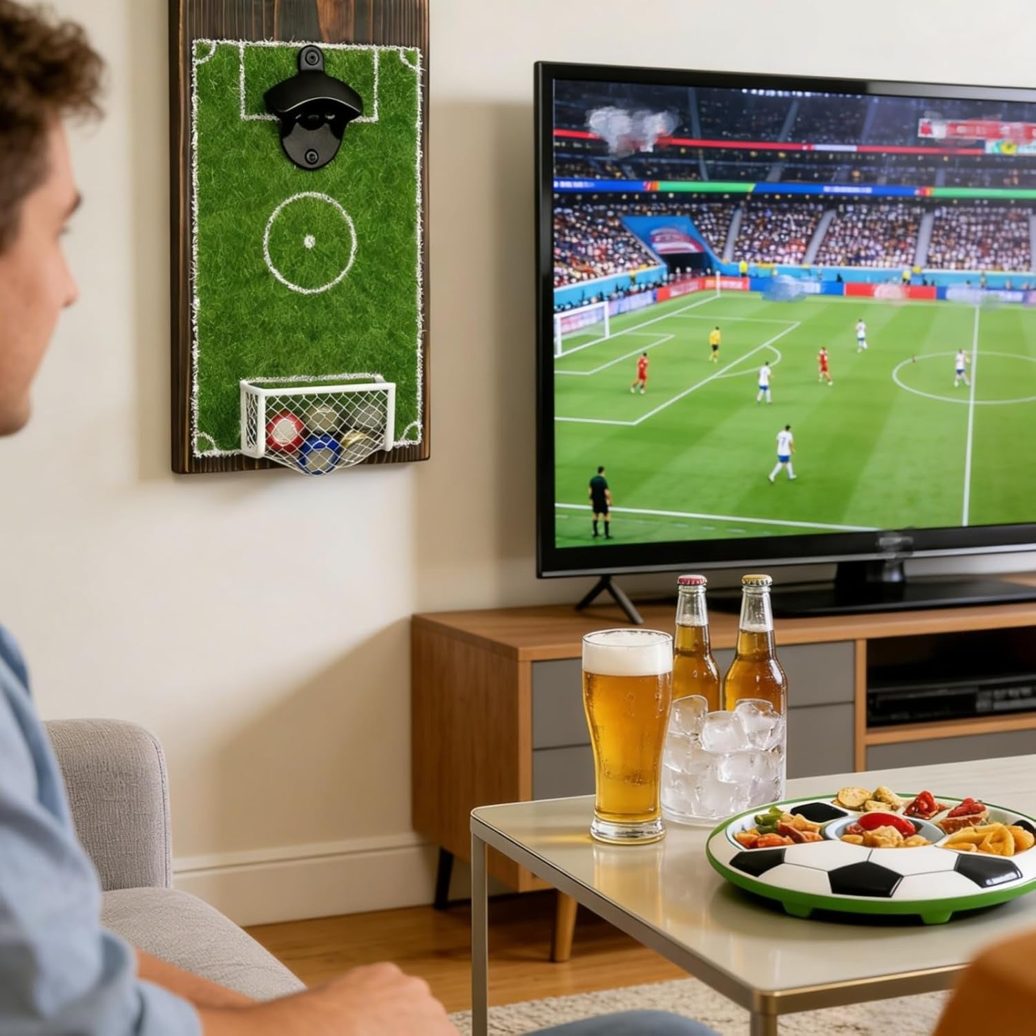 Soccer Field Bottle Opener Wall Decor